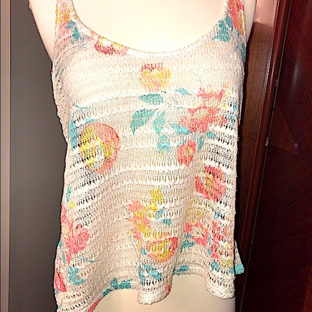 Chloe K Racerback Floral Print Knit Tank Top